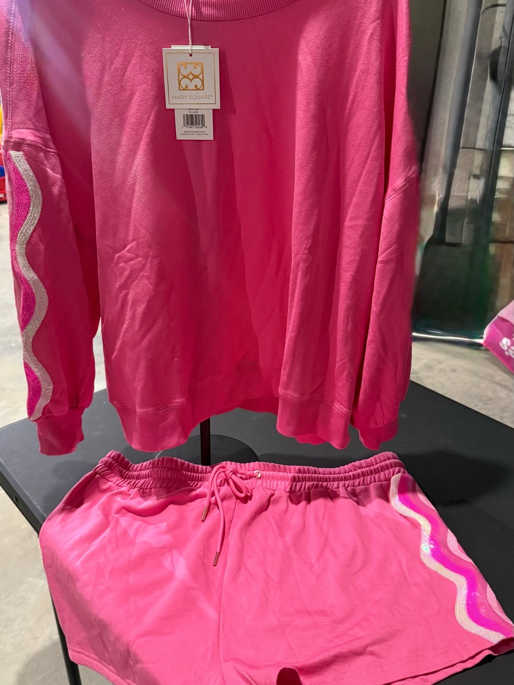 Mary Square Womens Fuchsia Short Sleeve and Shorts Set